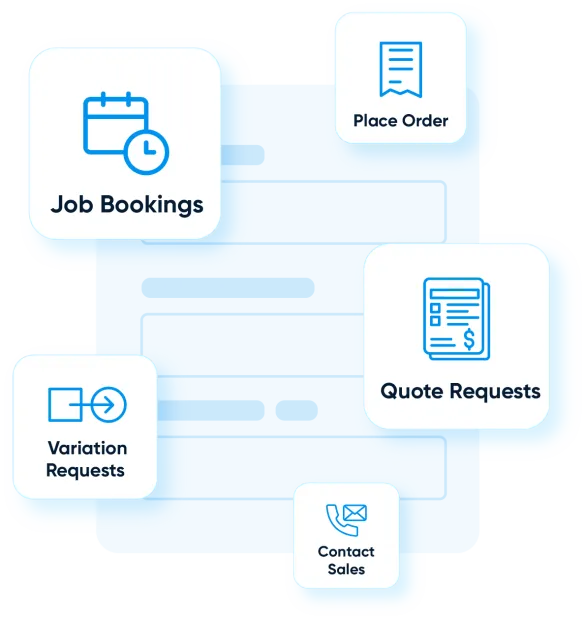 A selection of icons for job booking, place order adn more