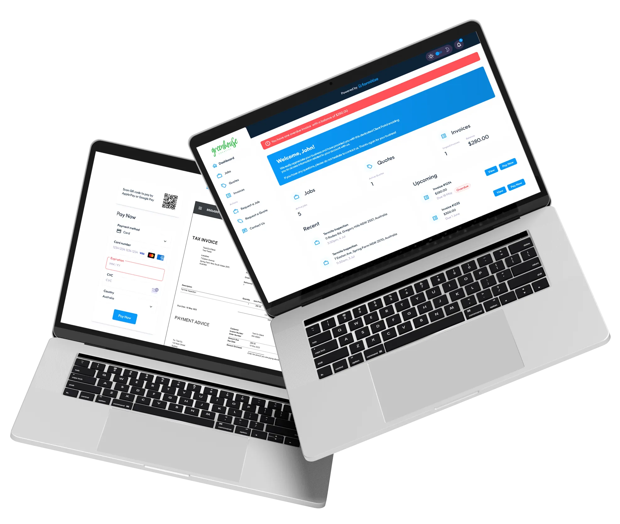 A laptot device using the Client Portal