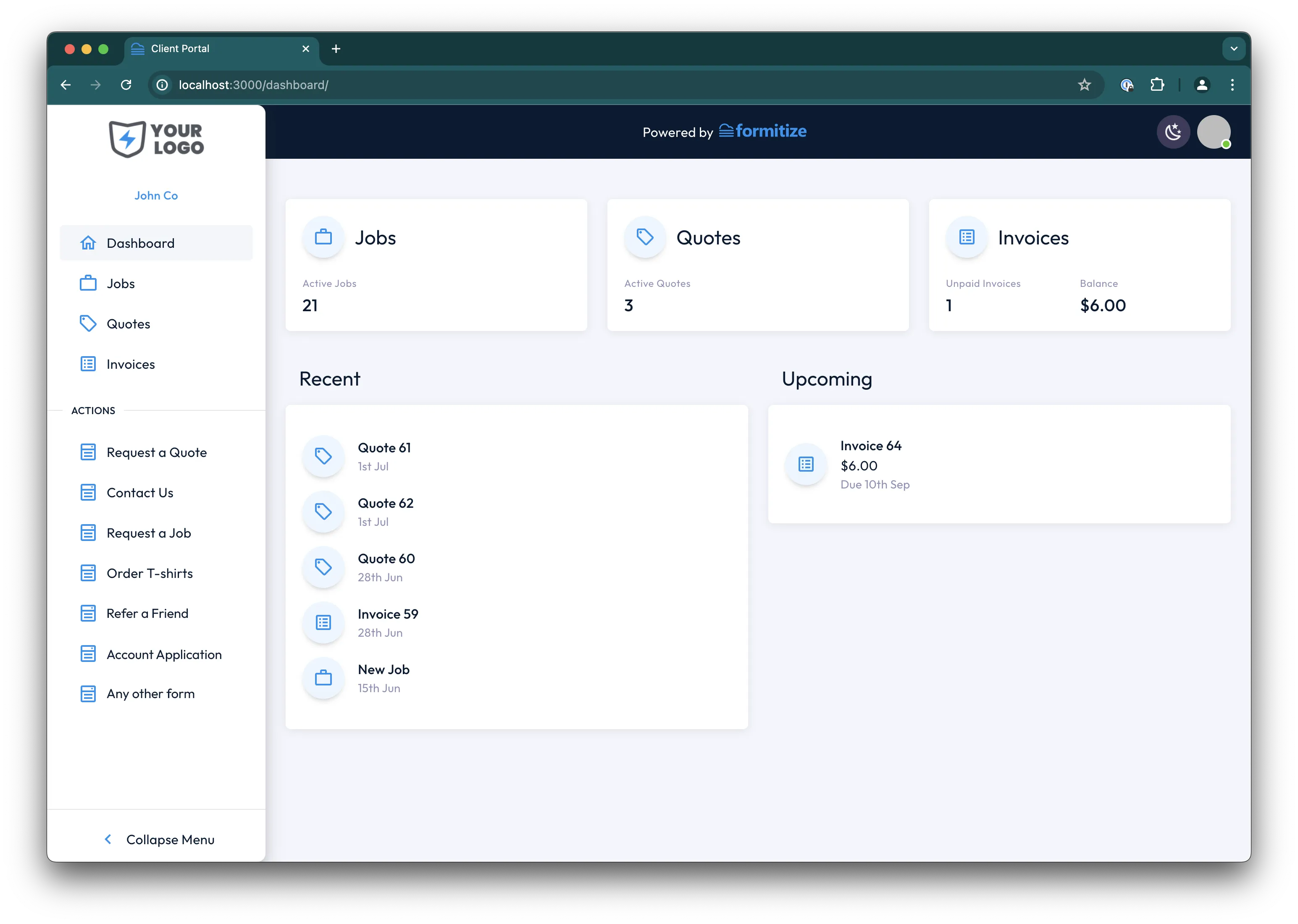 Client Portal Dashboard