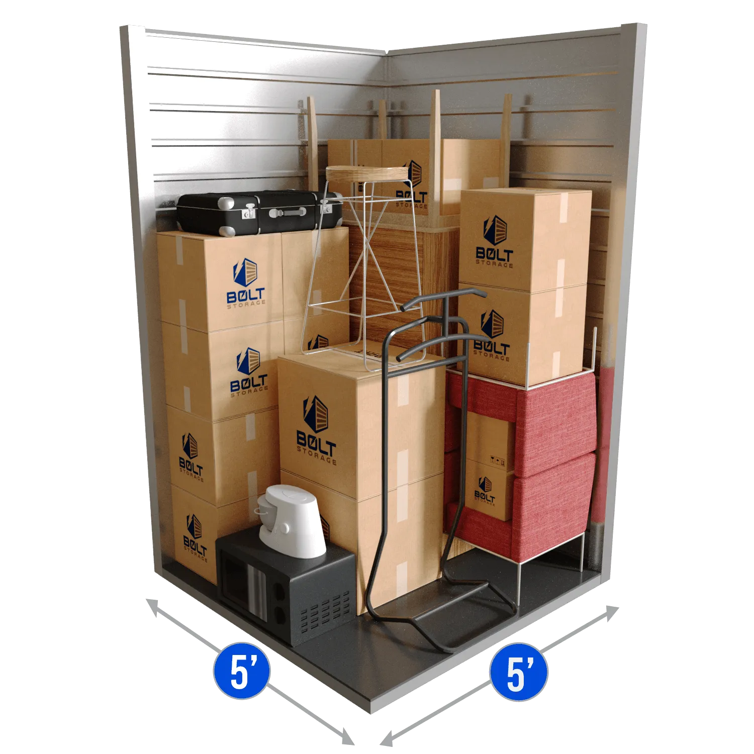 A depiction of the size of the storage unit