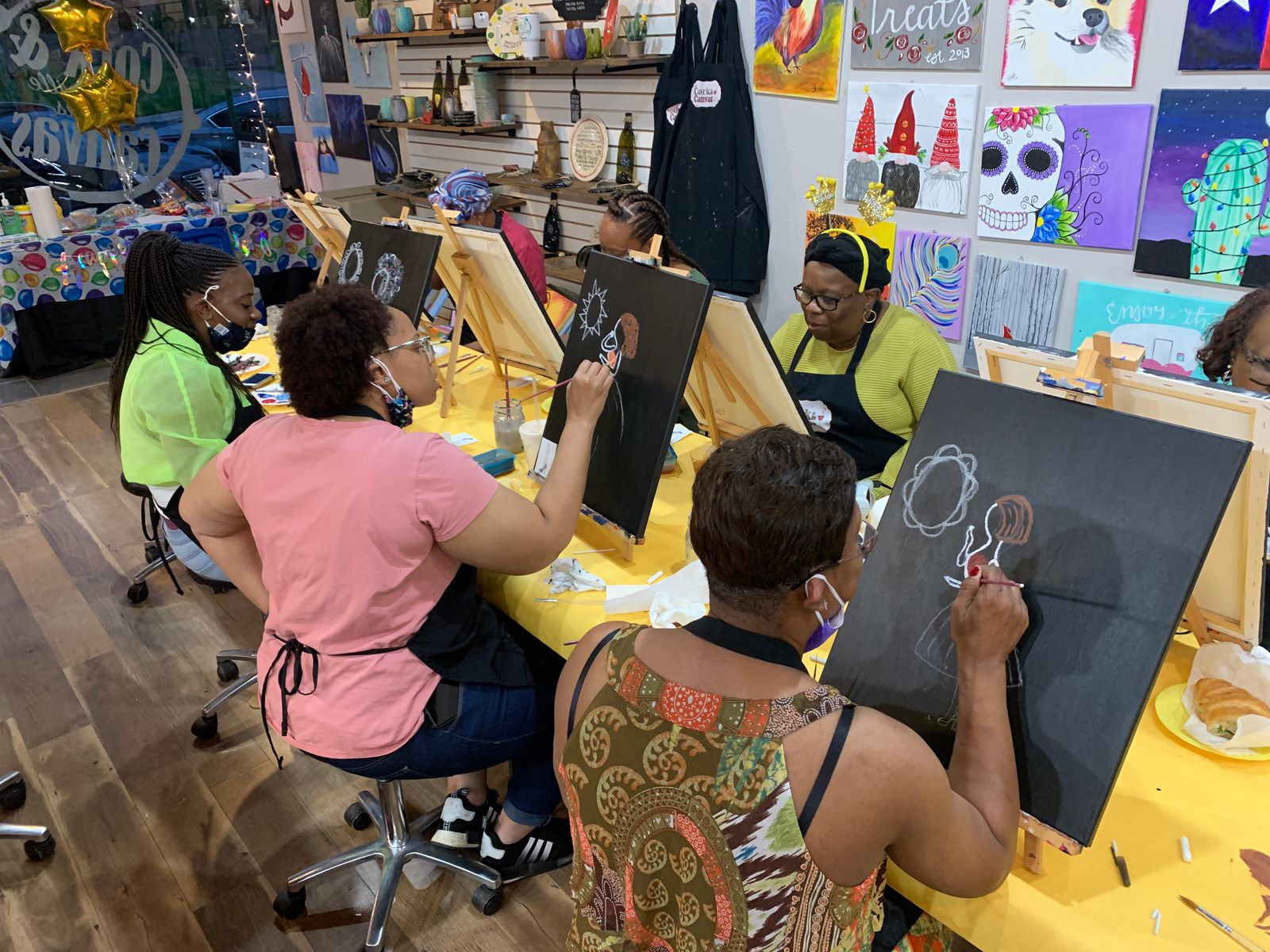 Private party creative experience at Cork & Canvas