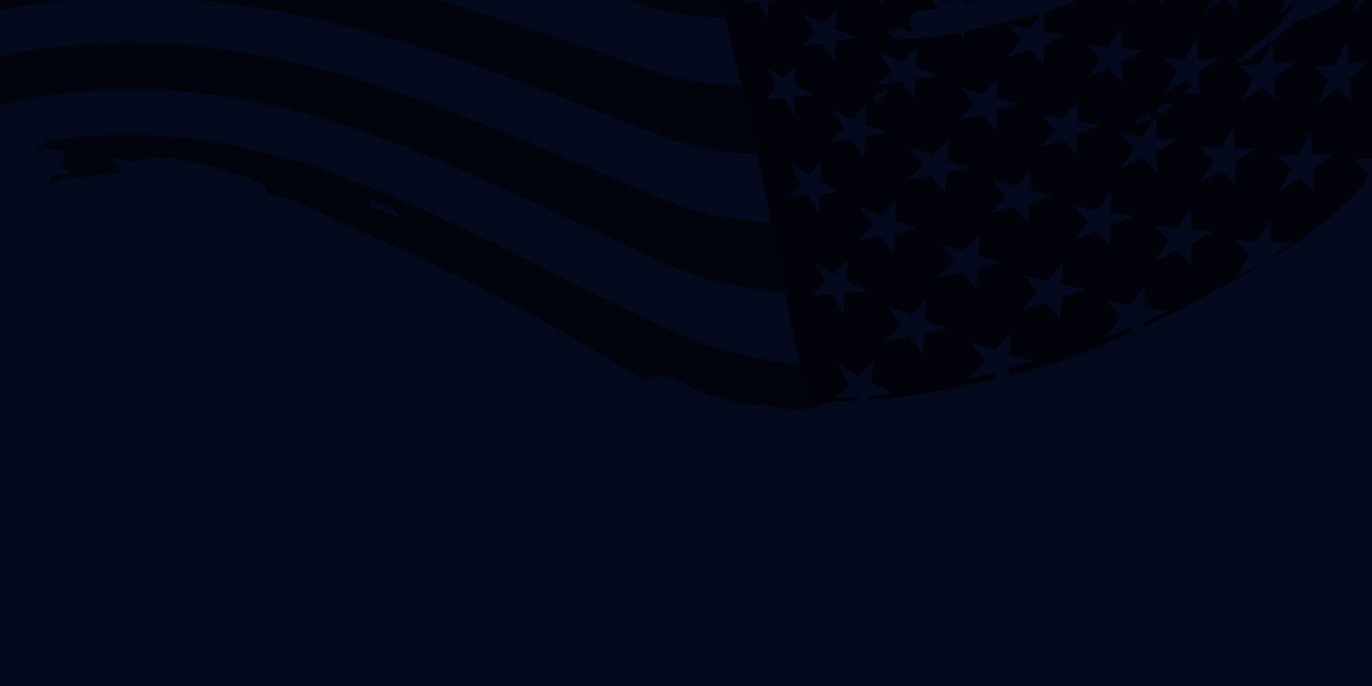 Dark silhouette of an eagle and American flag stars and stripes in the background.