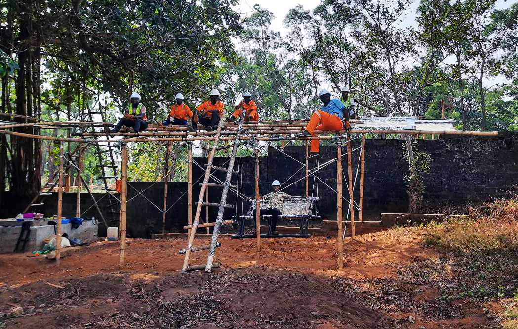 Dr Ye working on MEER roof installation
