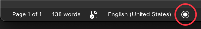 Quick record macro button on the Word status bar (circle on right)