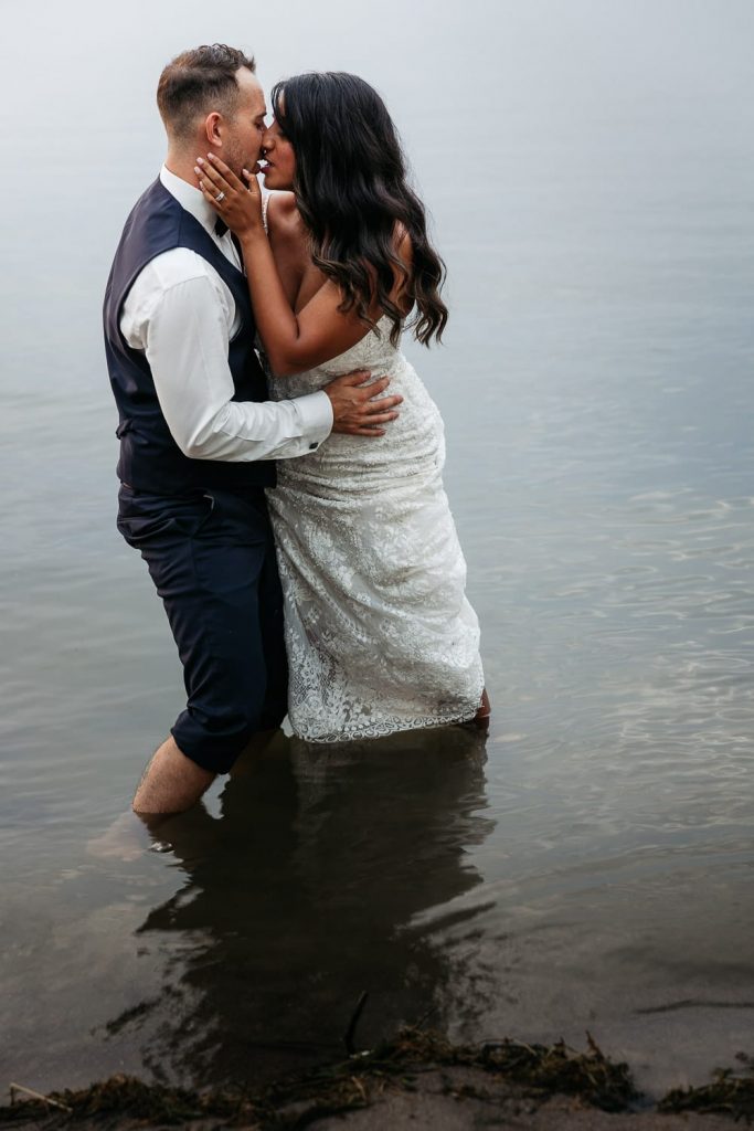 bride and groom in west lake prince edward county