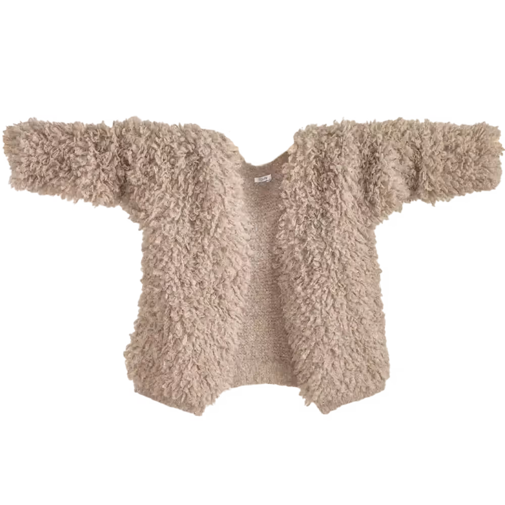 Cream shag texture bomber jacket.