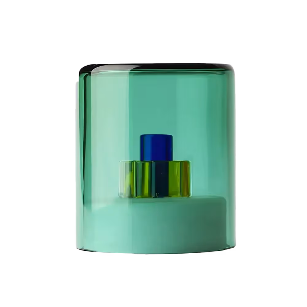 Modern green glass table lamp by Greenwolf Studio.