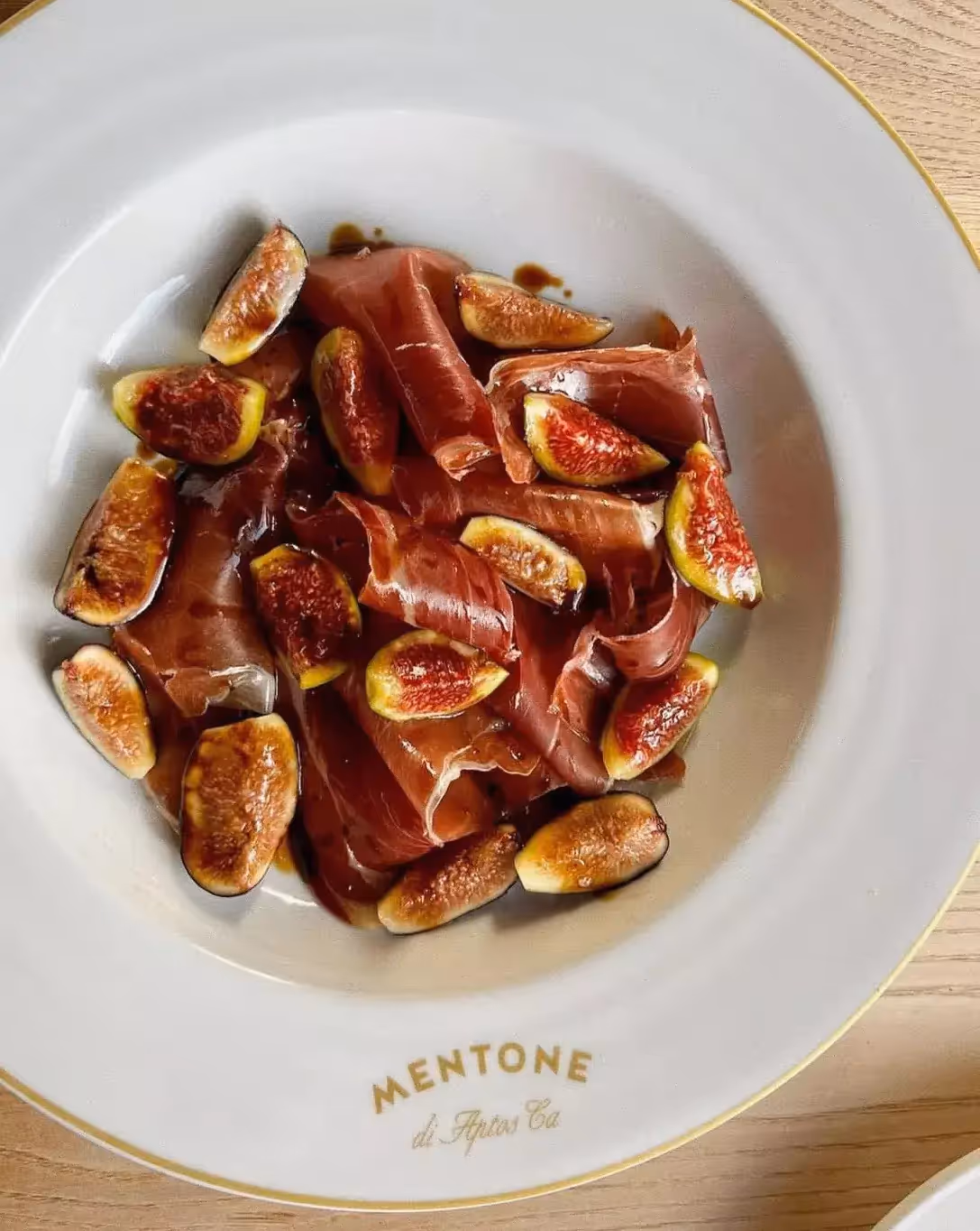 Plate of prosciutto and figs from Mentone, in Aptos California.