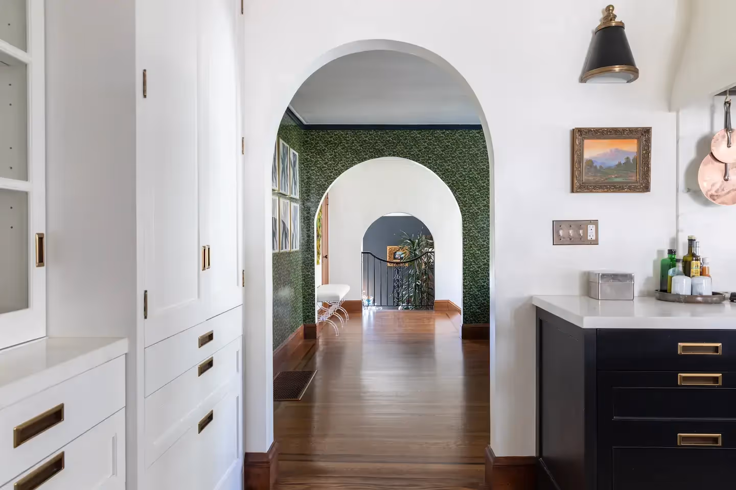 Recent interior design project, hallway with wallpaper
