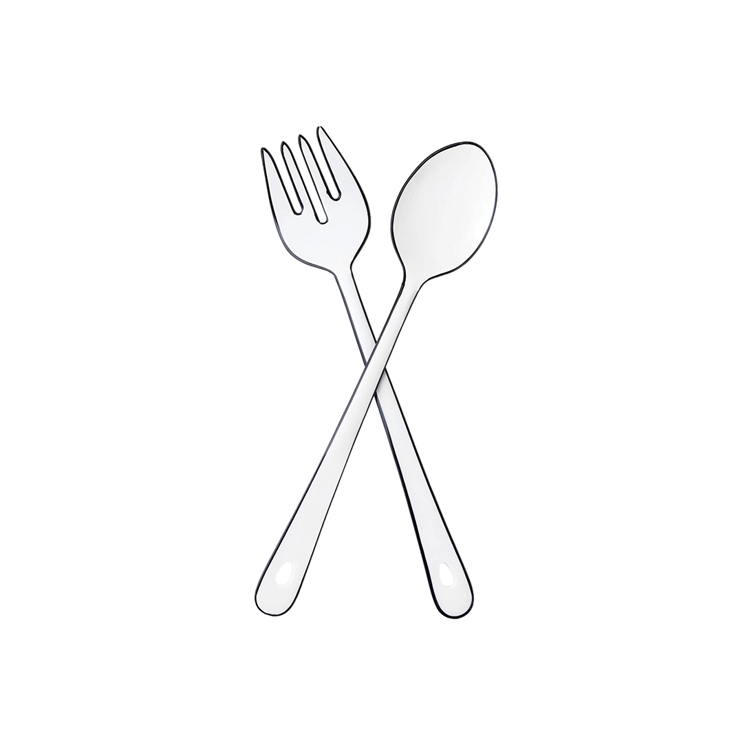 Enamel Serving Spoon and Fork Set