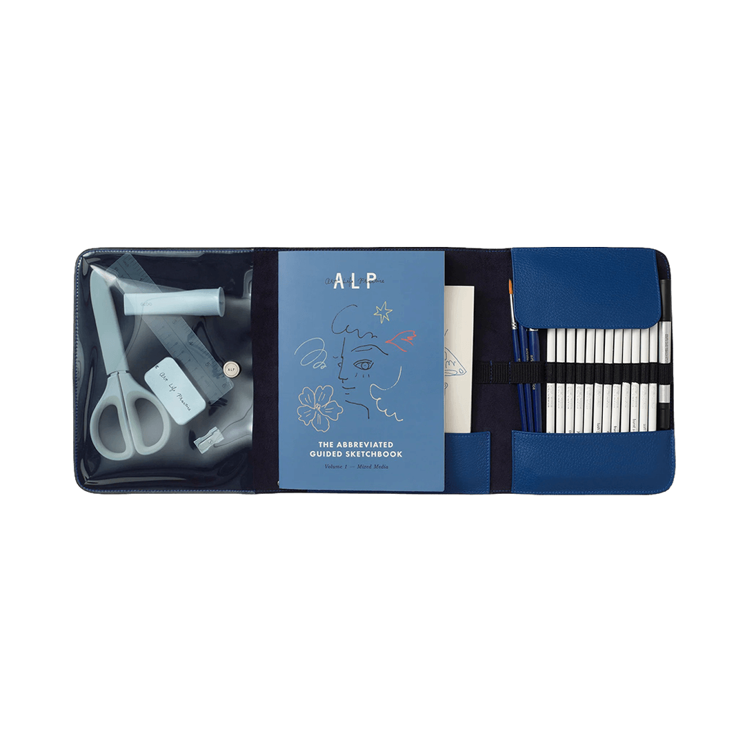 A Set of Art Tools in A Premium Italian Leather Portfolio