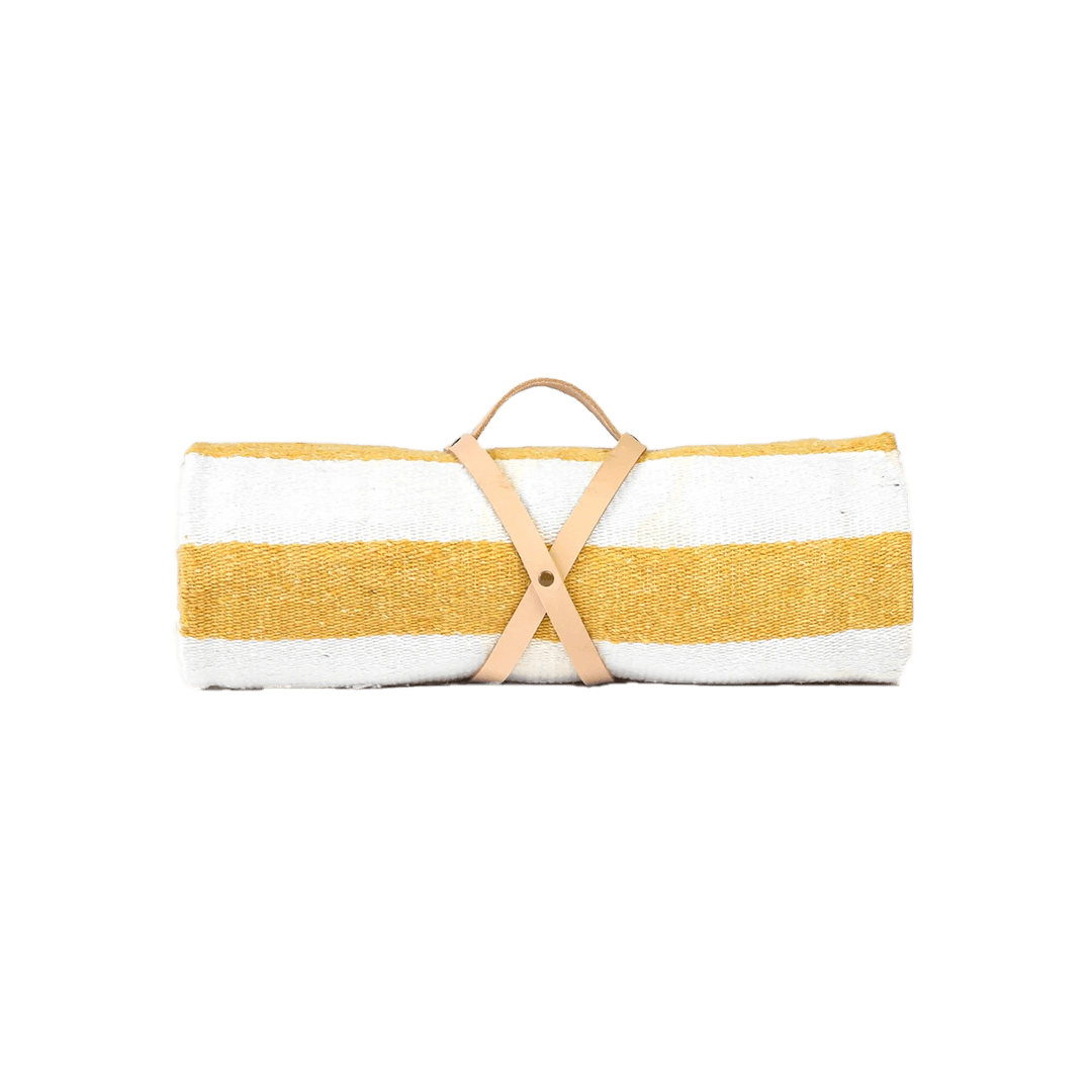 Yellow Striped Beach Blanket Rolls