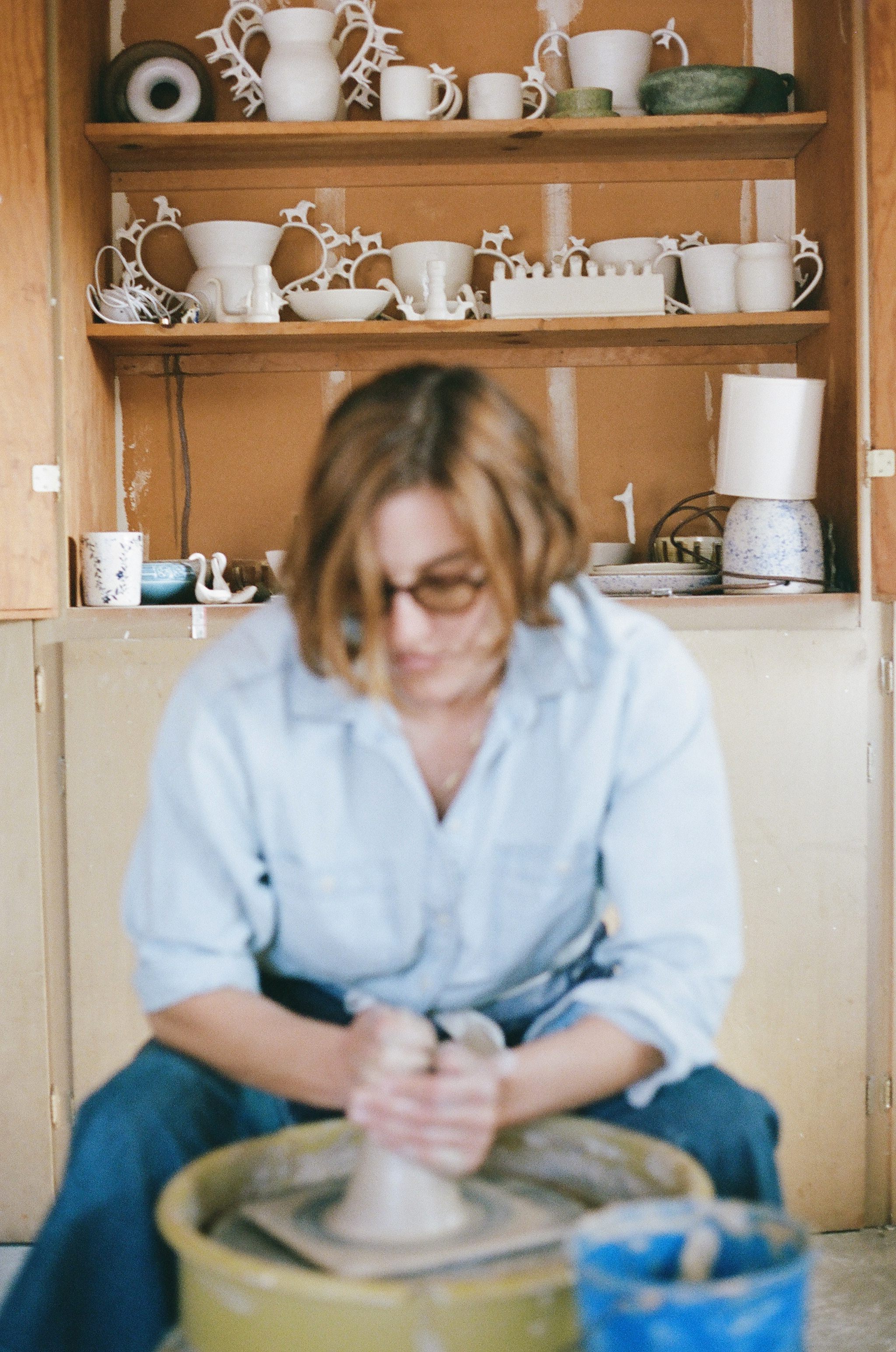 Lucy Michel on the potter's wheel