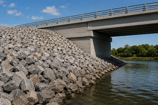 Rip Rap is Commonly Used Around Bridges and Infrastructure