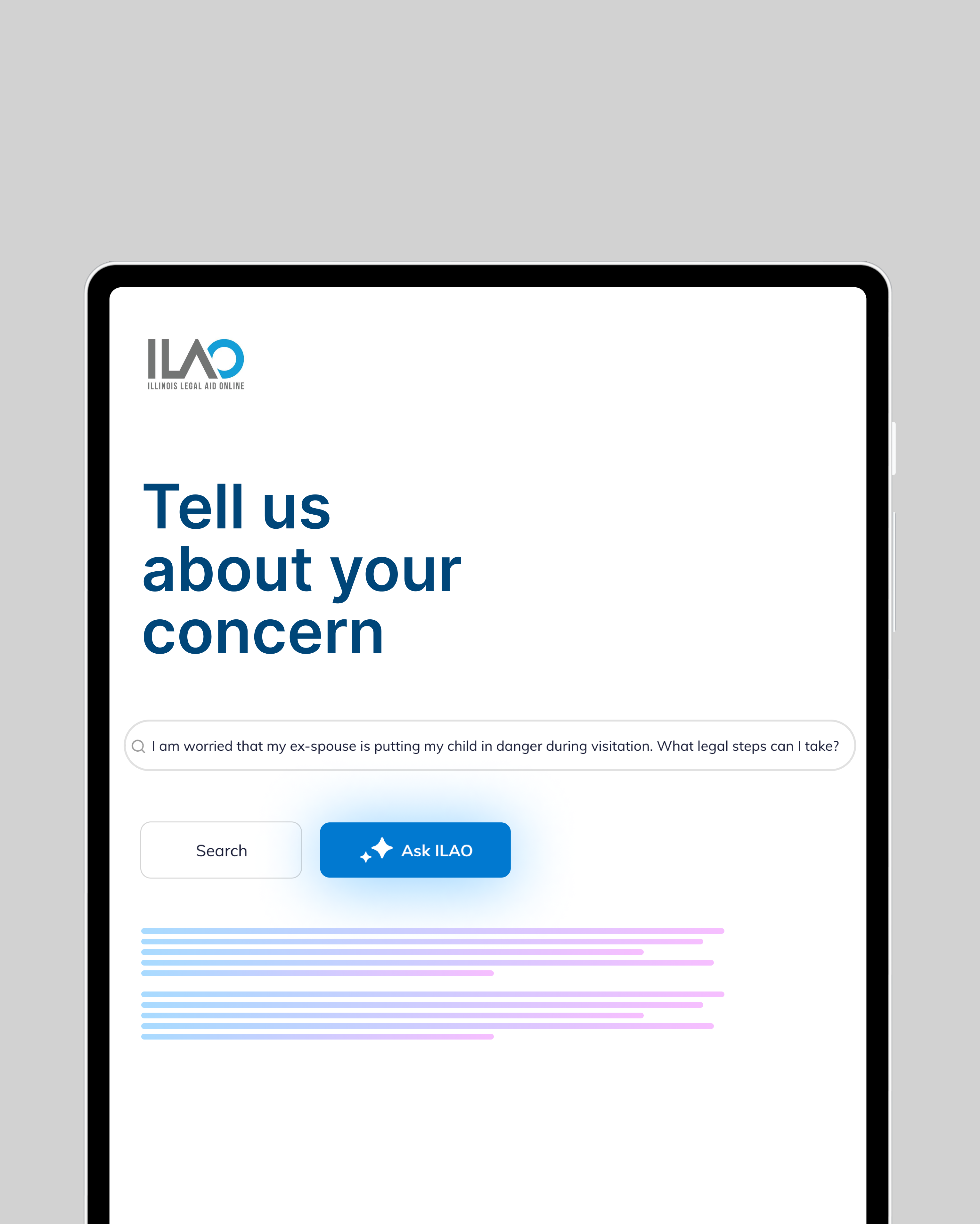 "Illinois Legal Aid Online AI-powered semantic search and conversational assistant by QED42