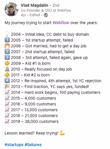 Post from CEO and Co-Founder at Webflow
