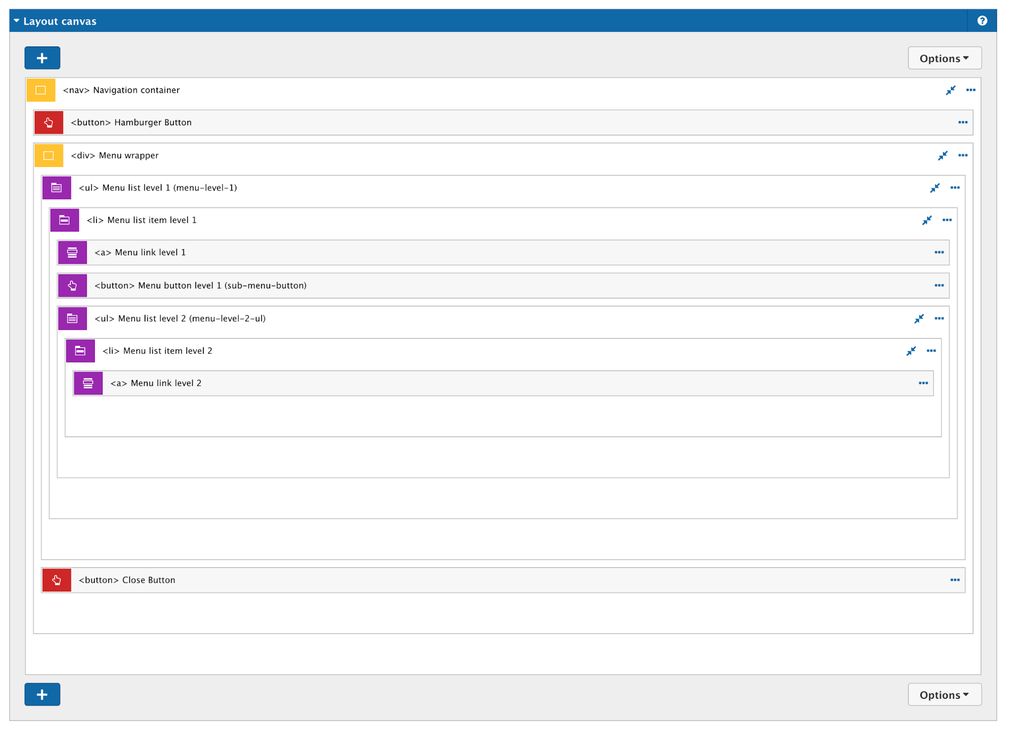 Hamburger menu with Acquia Site Studio