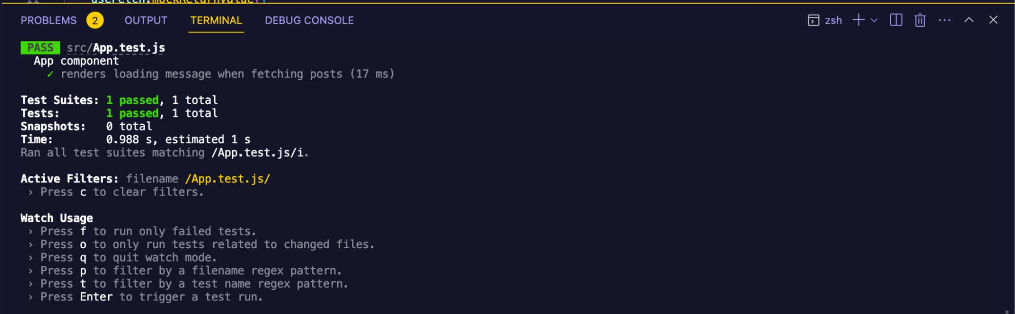 Testing React component in loading state