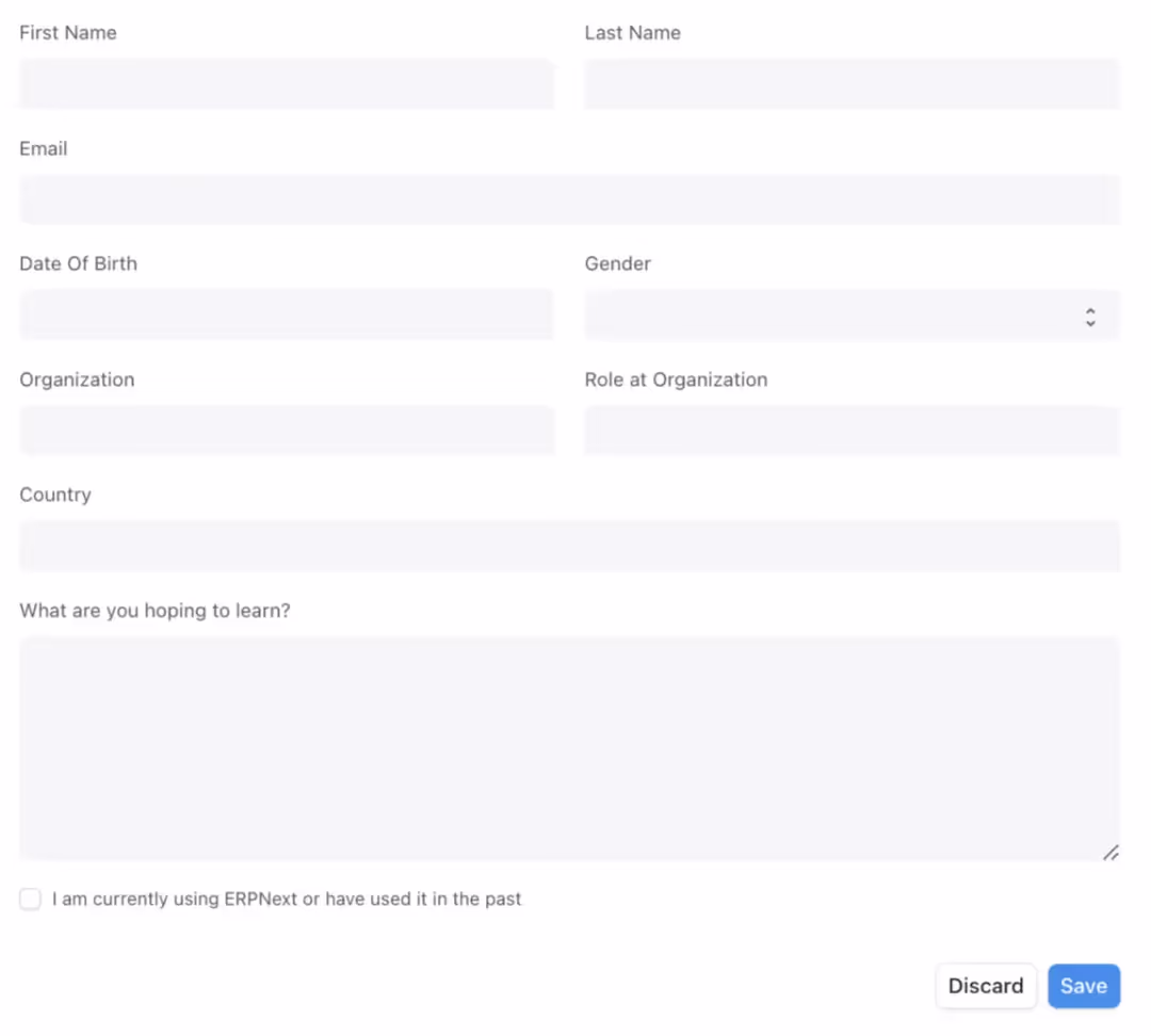 Web Form with different fields