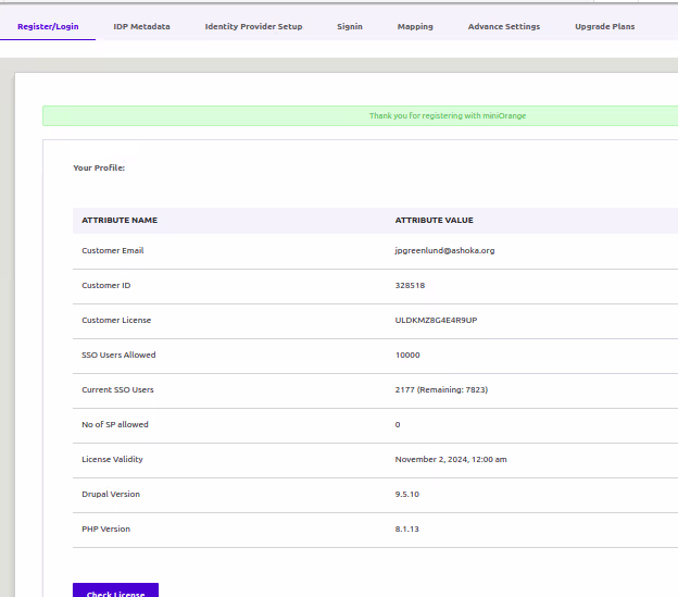Configure SSO module in Drupal as IDP dashboard