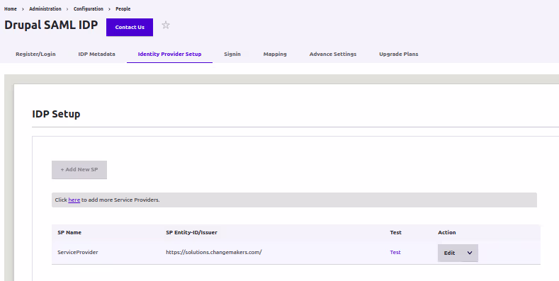 Identity provider Setup tab