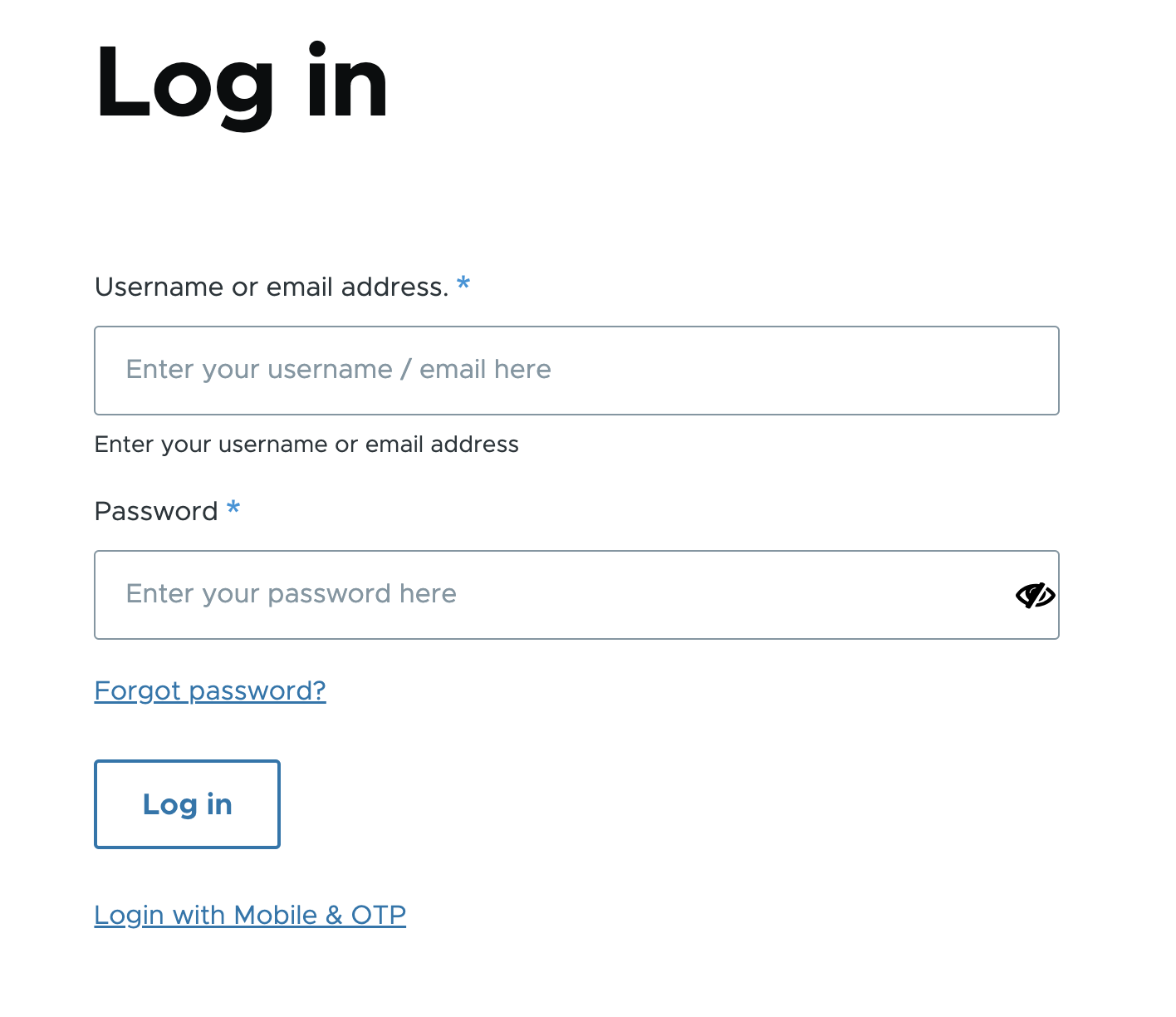 User login flow