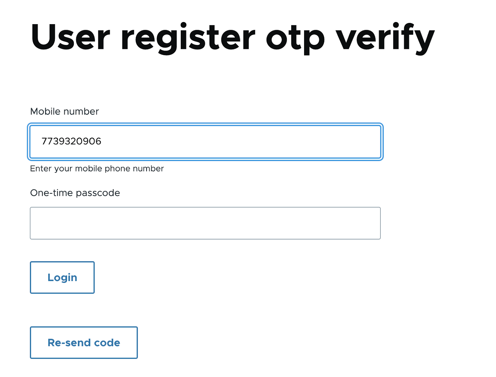 User register otp verify