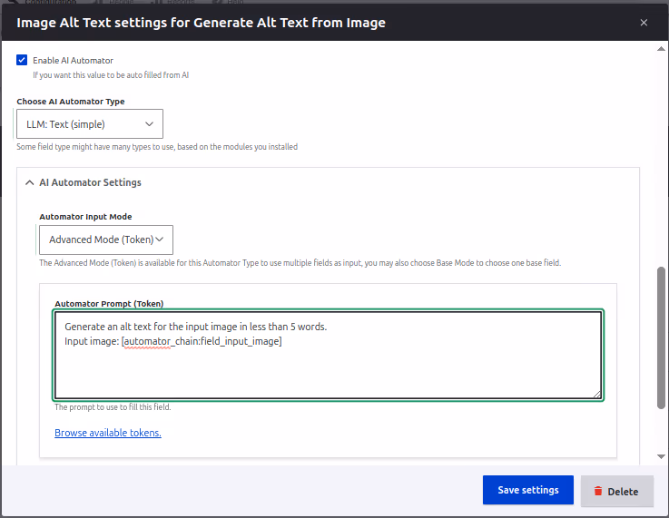 AI Automator for Image Alt Text
