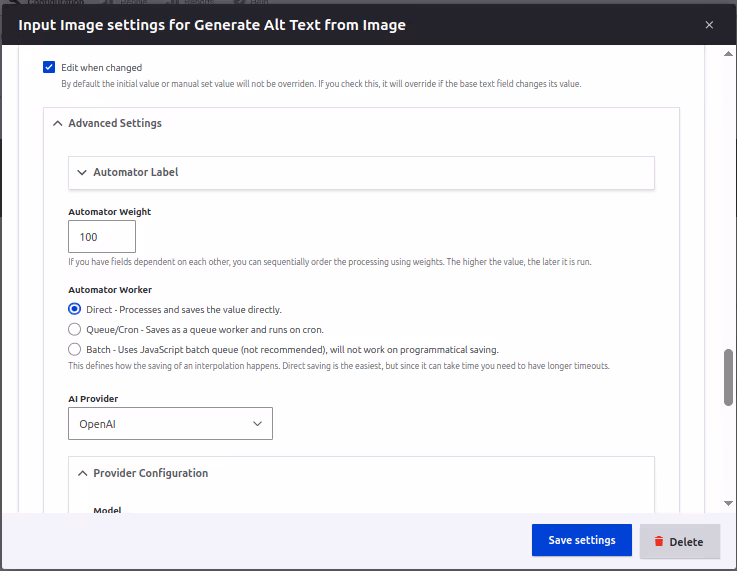 Input image settings