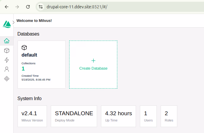 Milvus configuration in Drupal