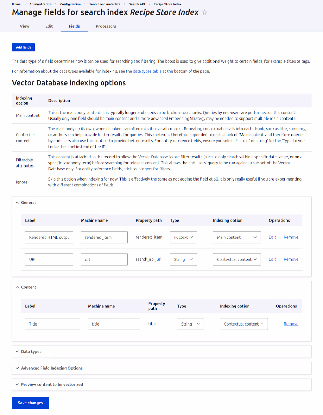 Creating a search index