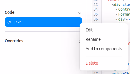 Code component in XB
