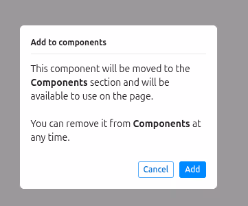 Code components to the component list