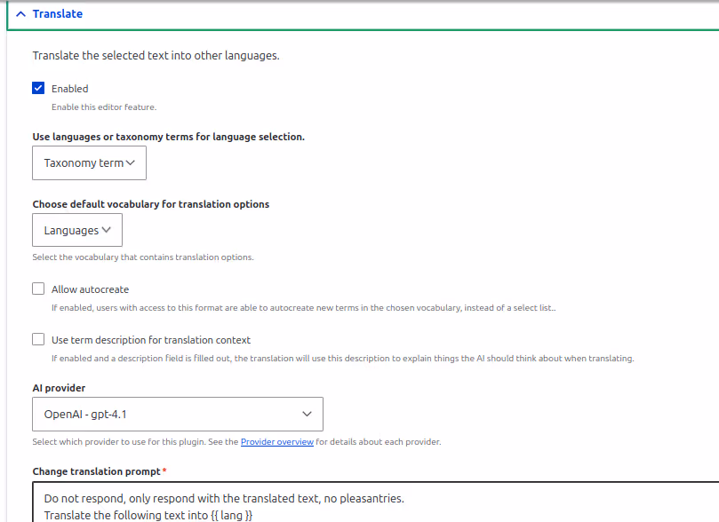 Setting Up the Translation Plugin