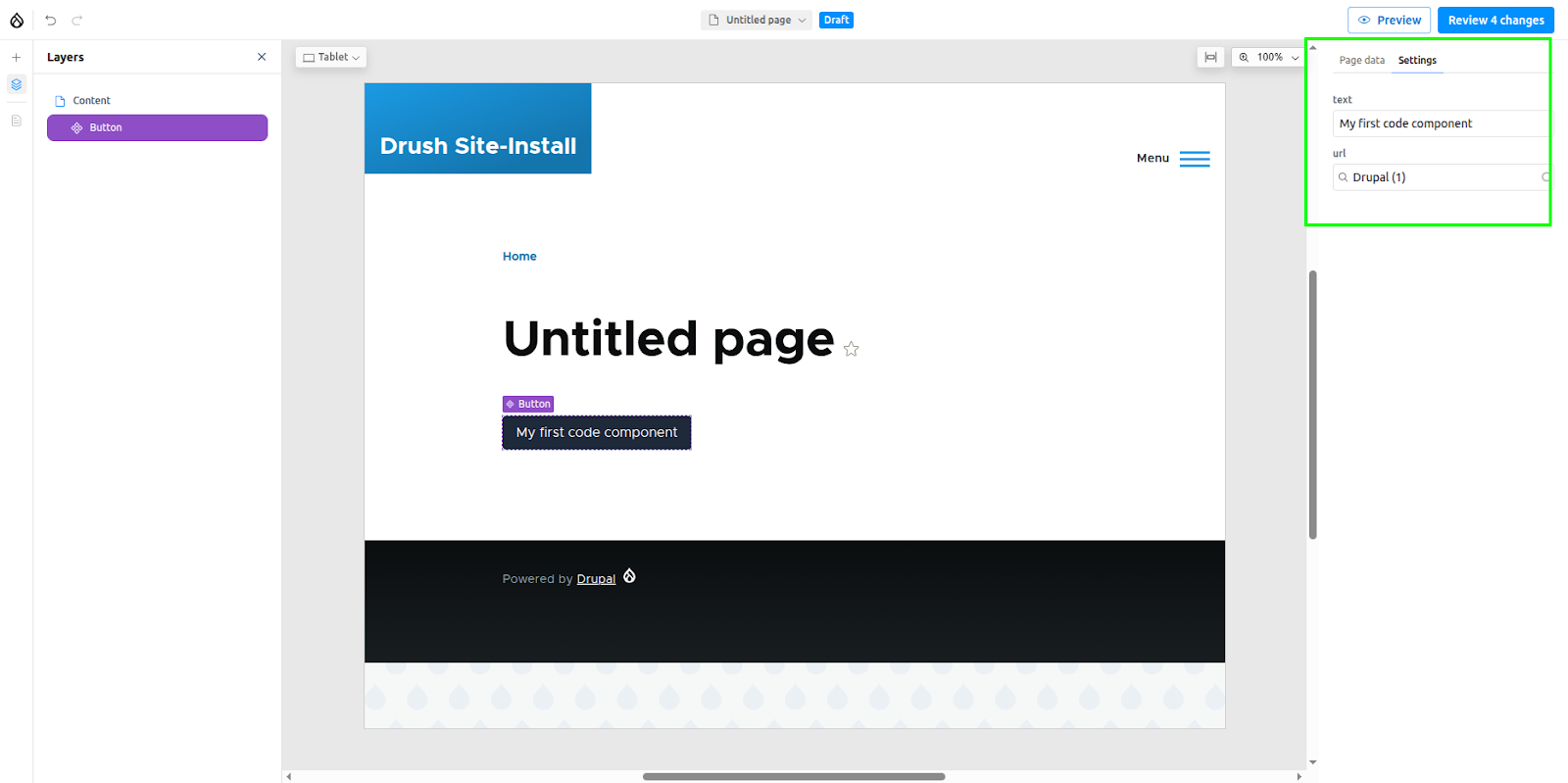 Adding props to code components