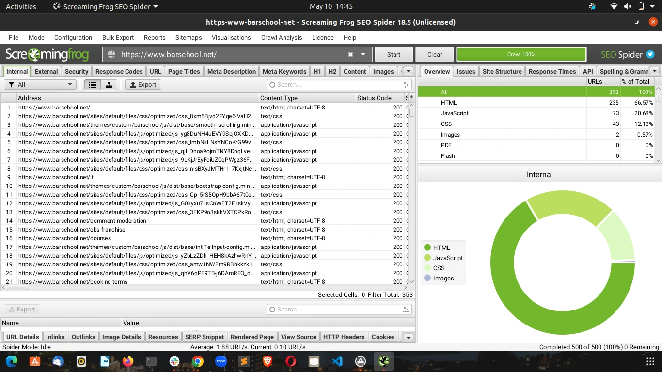 Screaming Frog checker for BarSchool 2