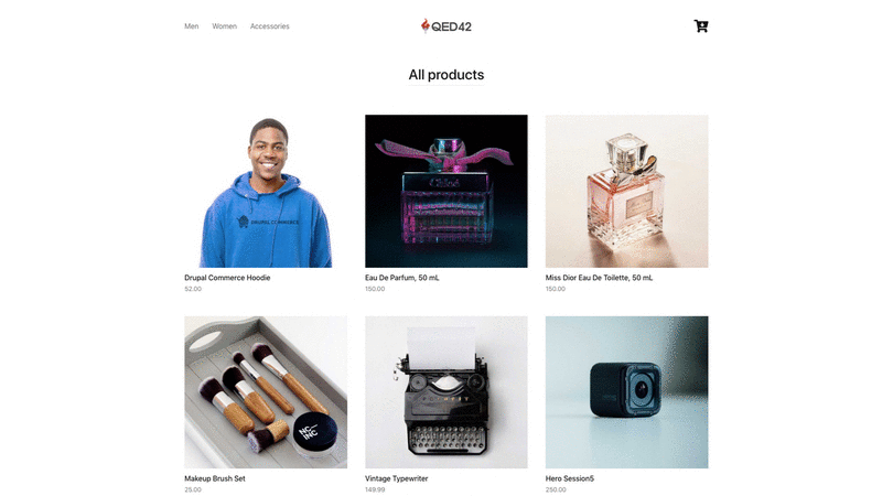 GatsbyJS Drupal commerce website demo