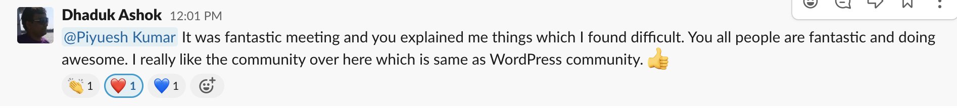 Words of appreciation from a wordpress community member.
