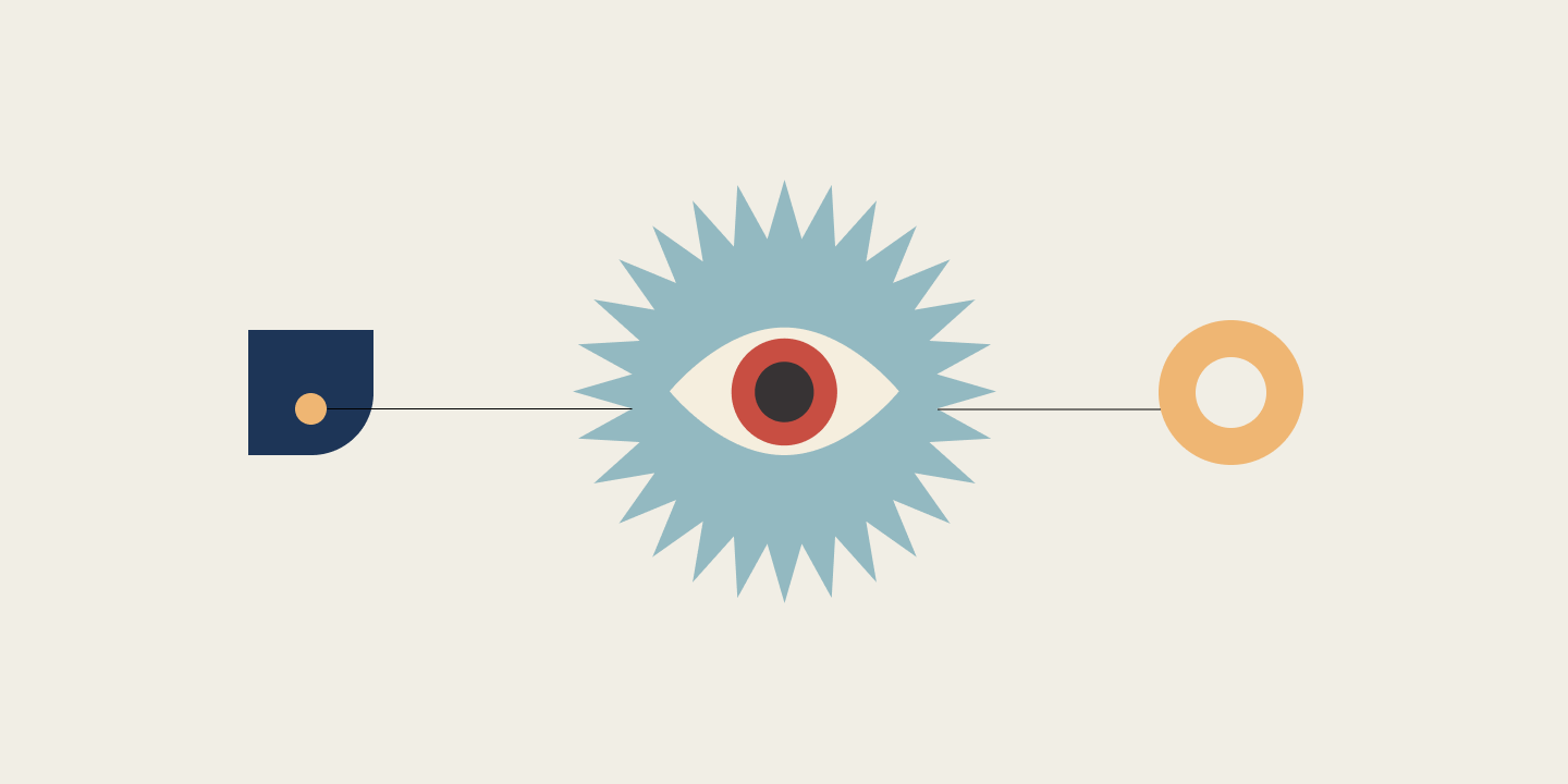 An artwork depicting low and high-fidelity prototypes through abstract shapes and composition