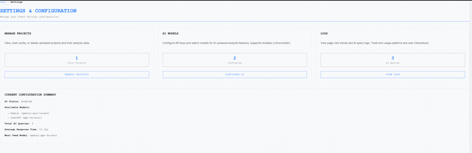 Settings & management