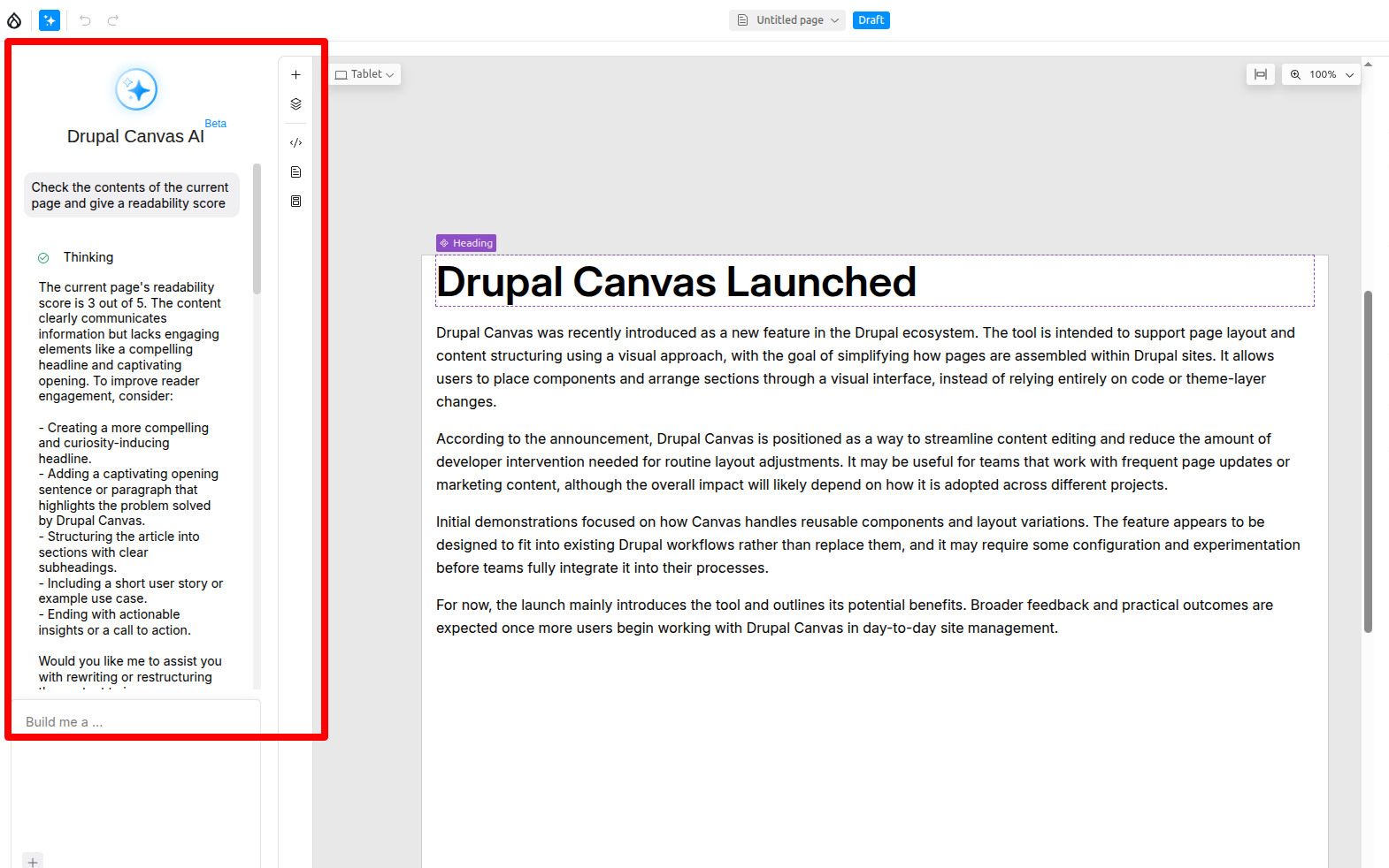 Drupal canvas
