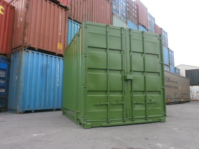 Used 10ft shipping container for sale, compact steel secure storage unit with double locking doors, wind and watertight.