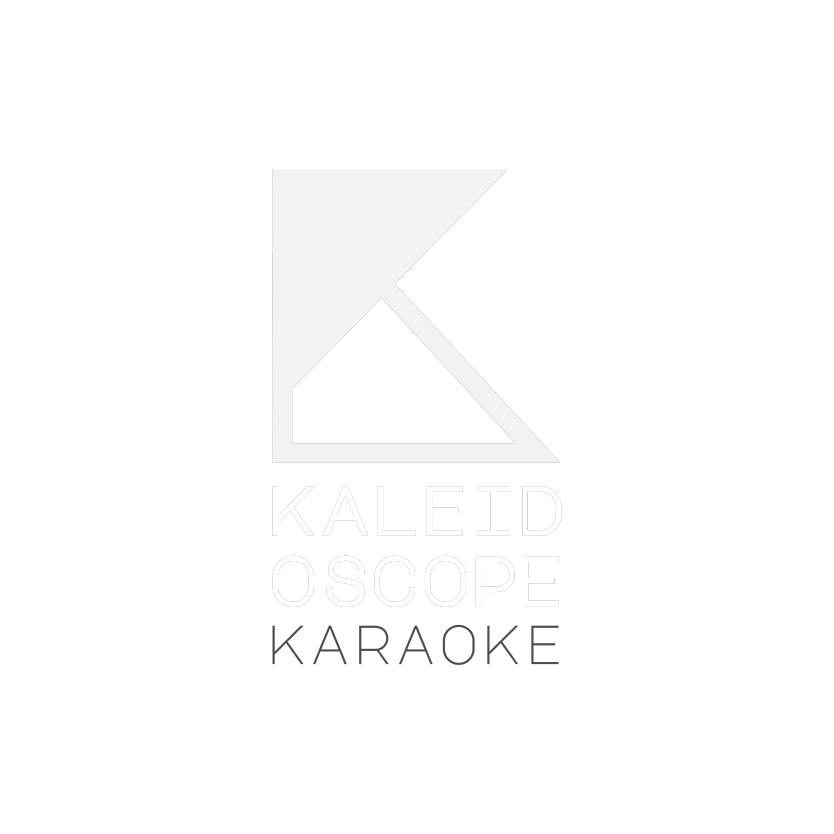 The logo of a karaoke bar called Kaleidoscope. The logo is geometric, flat & white. The geometric shape resembles the letter 'K'.