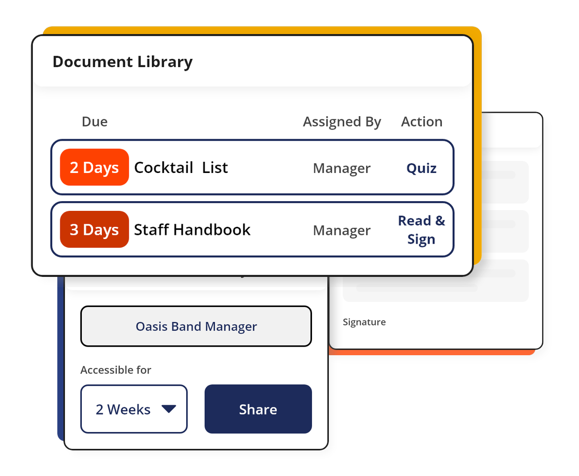Aquaint digital document library, contract signing, and external sharing interface