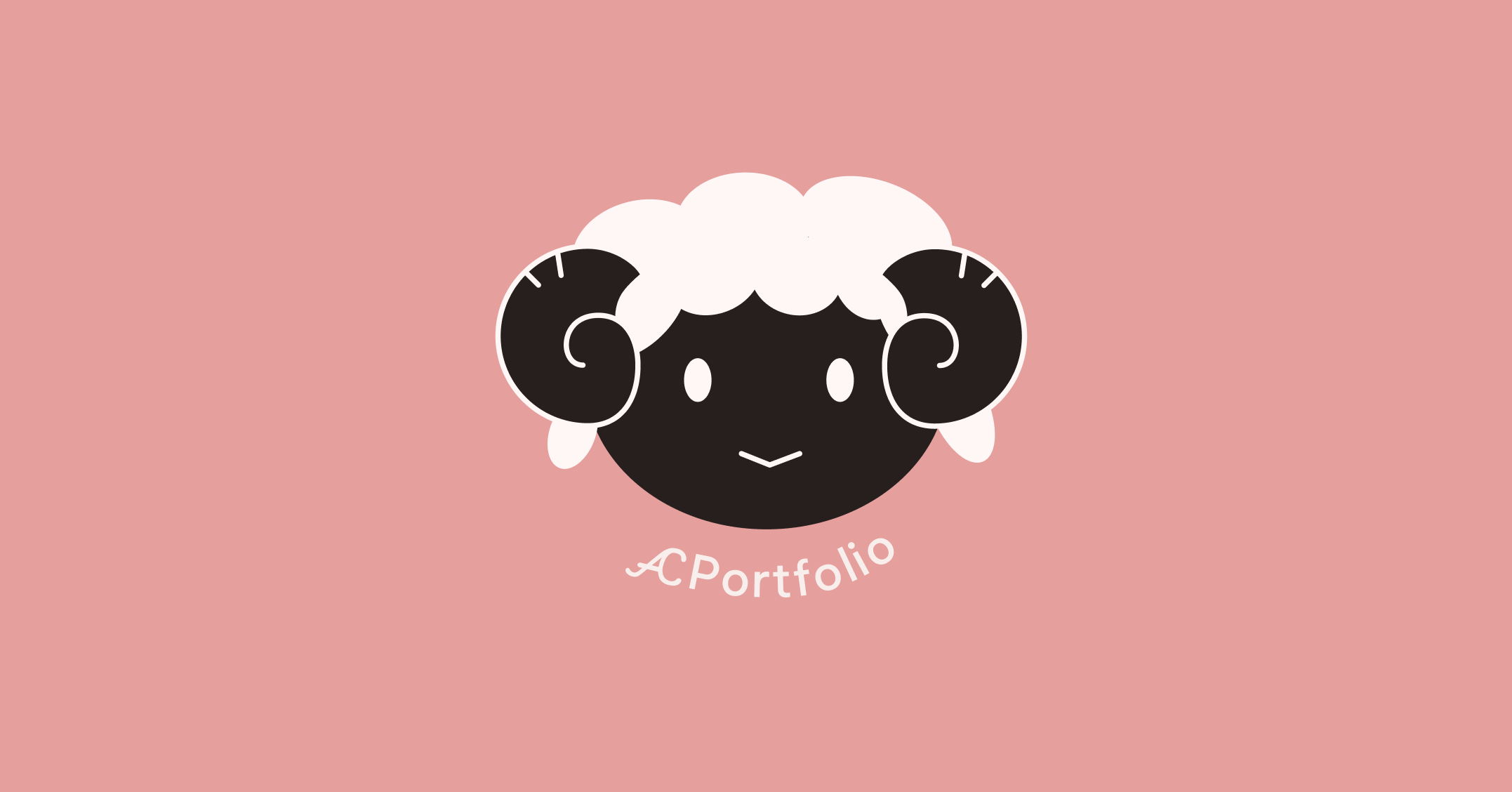A black sheep on a pink background with the text ACPortfolio underneath.