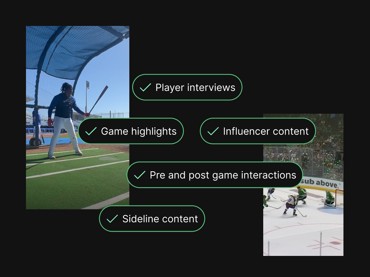 Text bubbles on different content with two images of sport events