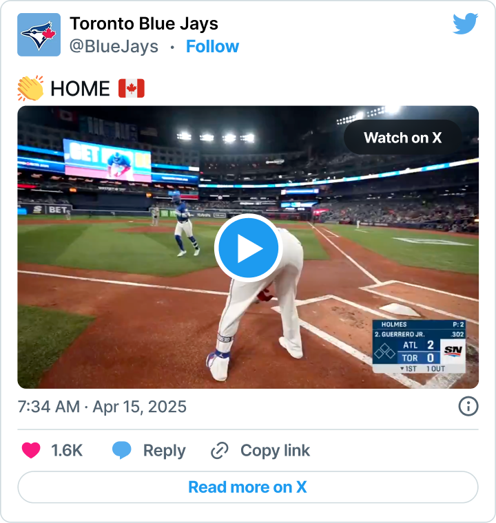Twitter post of a baseball game