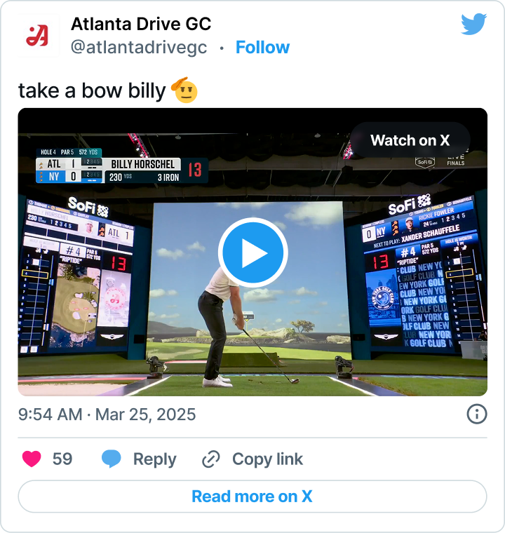 Twitter post of golfing