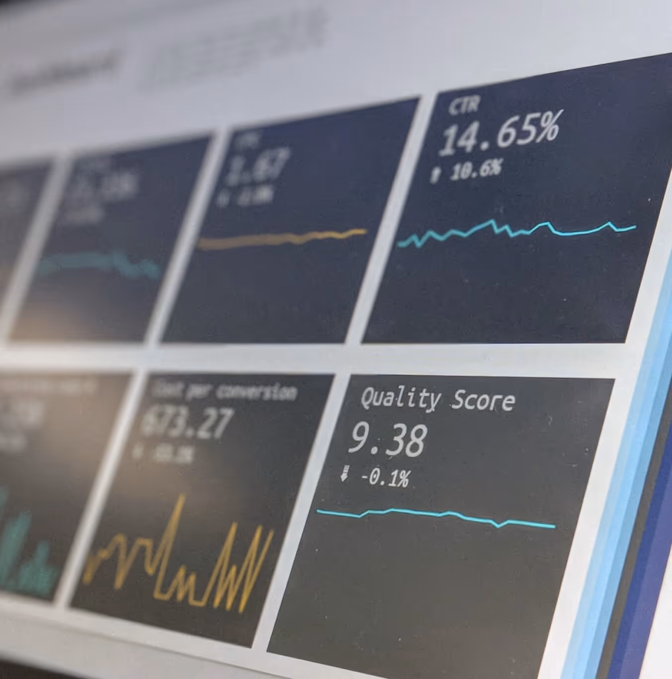 A KPI online dashboard with success metrics from the online project