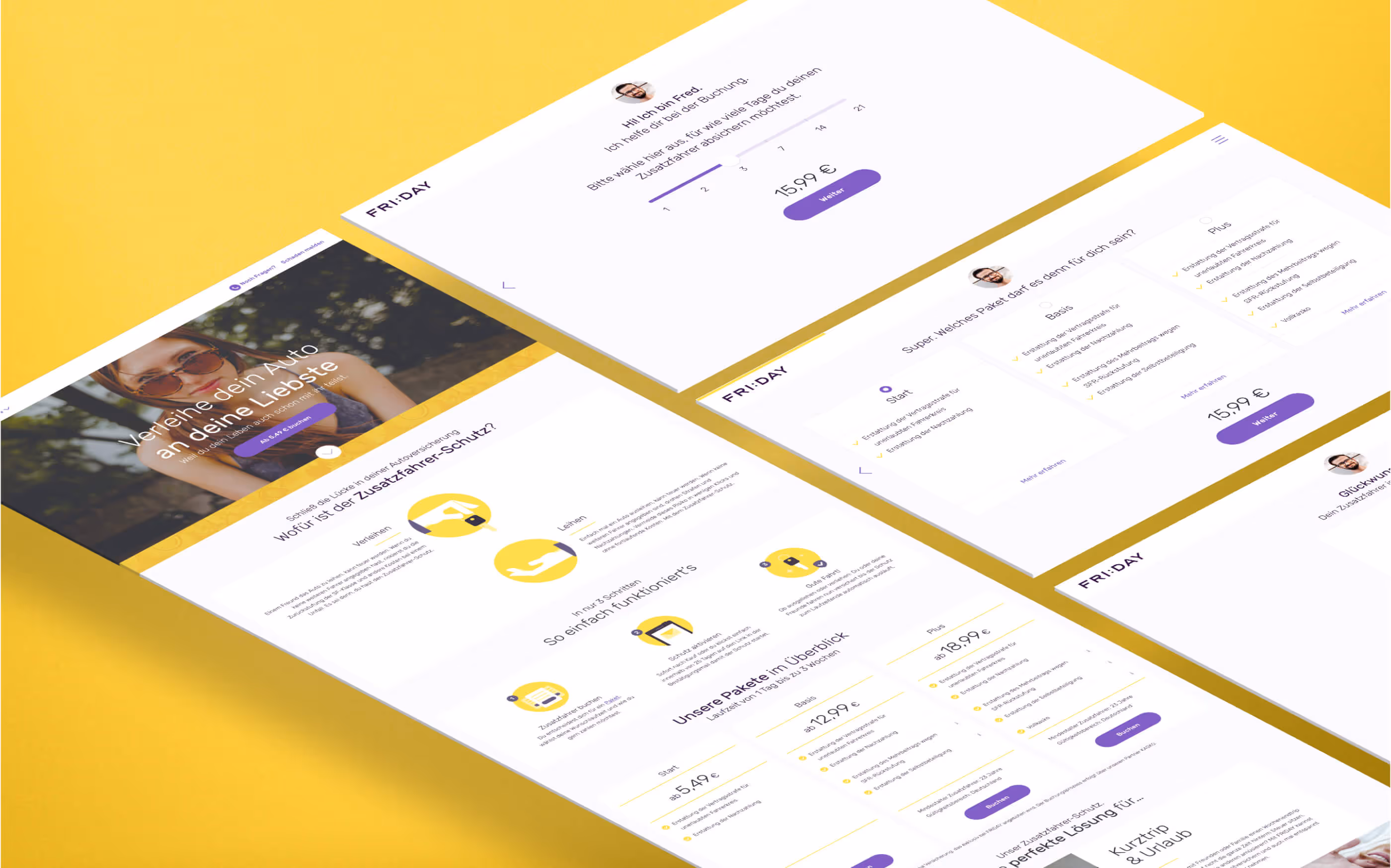 Friday additional driver protection landing page and onboarding funnel